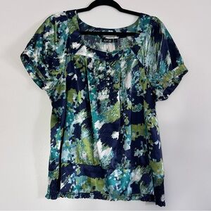 Apt. 9 Women's Abstract Blue and Green Blouse Size Large